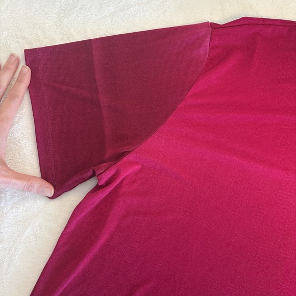 Vintage 90s Liz Baker Lycra Top Dark Rose Fuchsia Hombre Women's Top Size XL - Picture 2 of 12